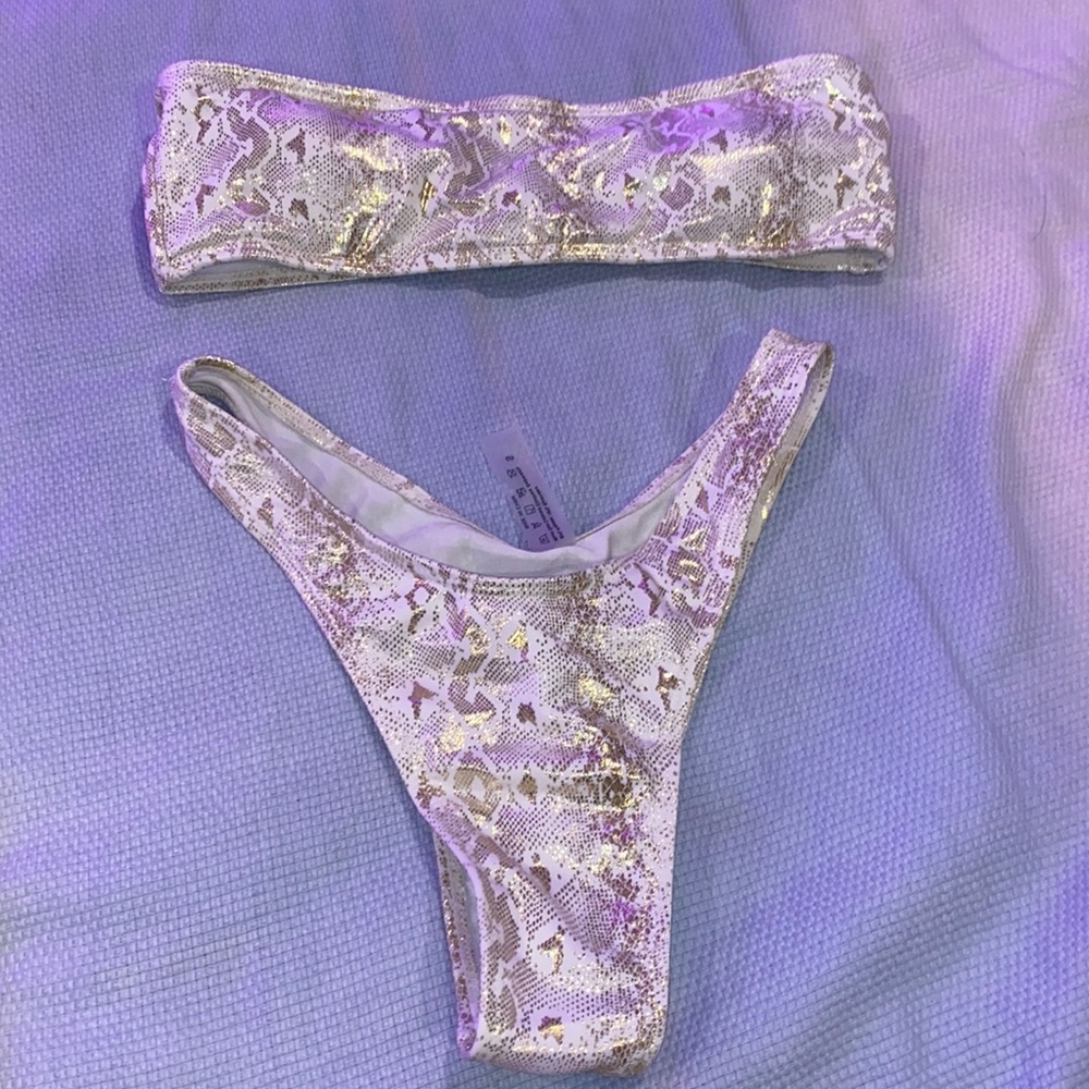 SHEIN Gold Metallic Snakeskin Bikini